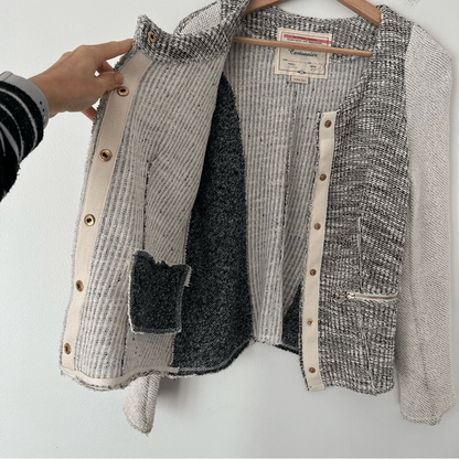Anthropologie Cartonnier Neutral Tweed Knit Blazer Jacket Size Small