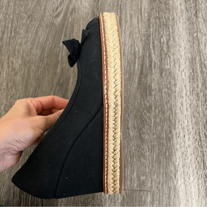 Tory Burch Jackie Peep-Toe Espadrille Wedge Shoes in Black Size 6,5