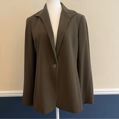Lafayette 148 New York Wool Blazer Size 10 Olive Green