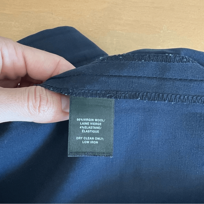 Lafayette 148 New York Irving Trousers Wool Dress Pants in Navy Blue Size 10