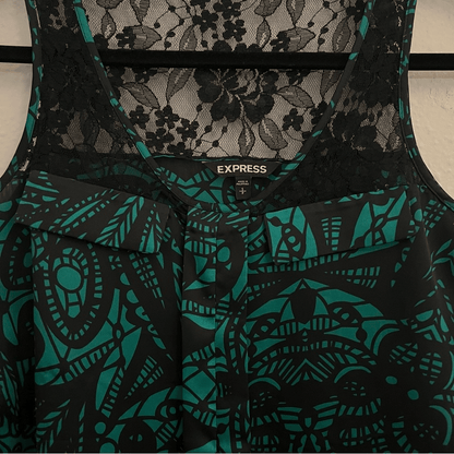 EXPRESS Printed Lace Sleeves Blouse Top Size Small