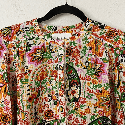 Ba&sh Bianca Long Sleeve Floral Blouse In Vert Small NEW Bohemian