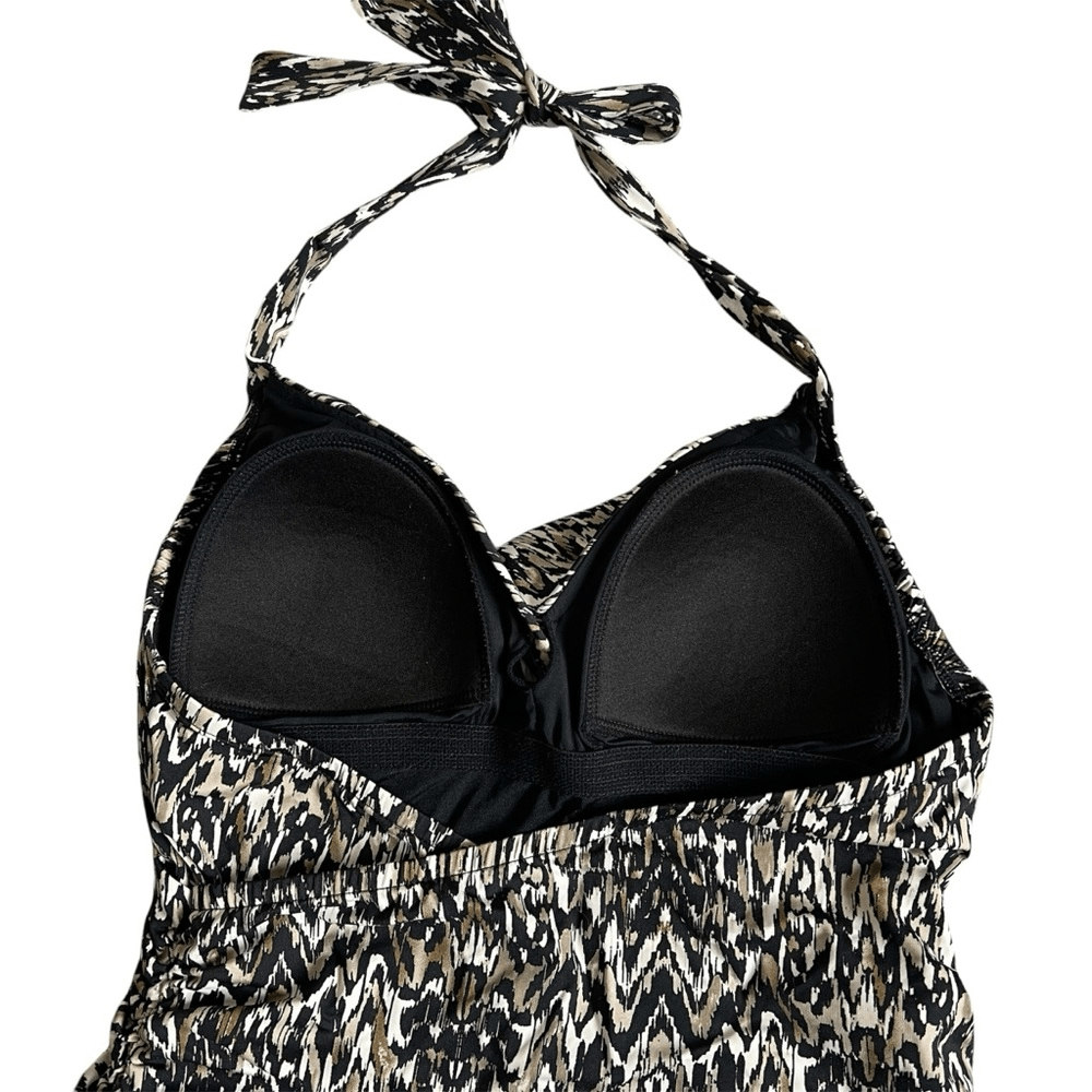 Badgley Mischka Zara Surplice Mio Halter One Piece Swimsuit Size 10