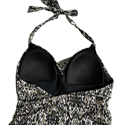 Badgley Mischka Zara Surplice Mio Halter One Piece Swimsuit Size 10