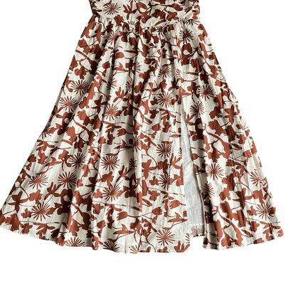 Showpo Evita Floral Midi Dress Ruched High Split Strapless NEW Size 14