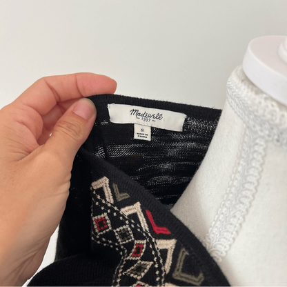 Madewell Embroidered Knit Short Sleeve Blouse Top Size Large