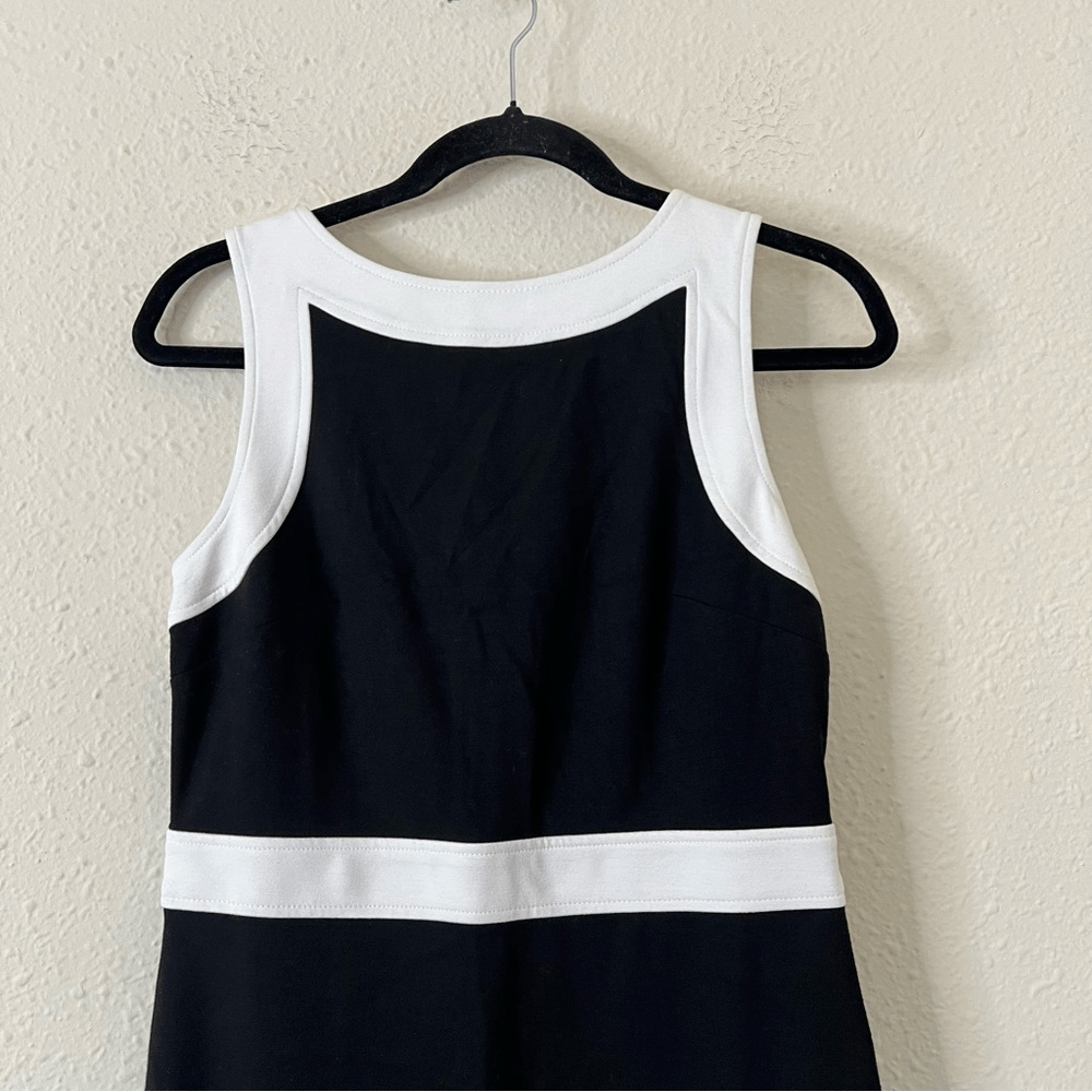 Talbots Ponte Knit Sleeveless Sheath Dress Black and White Size 6