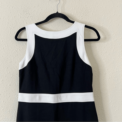 Talbots Ponte Knit Sleeveless Sheath Dress Black and White Size 6