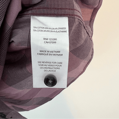 Travis Mathew Mens Short Sleeve Button Up Shirt Purple Check Print Size XL