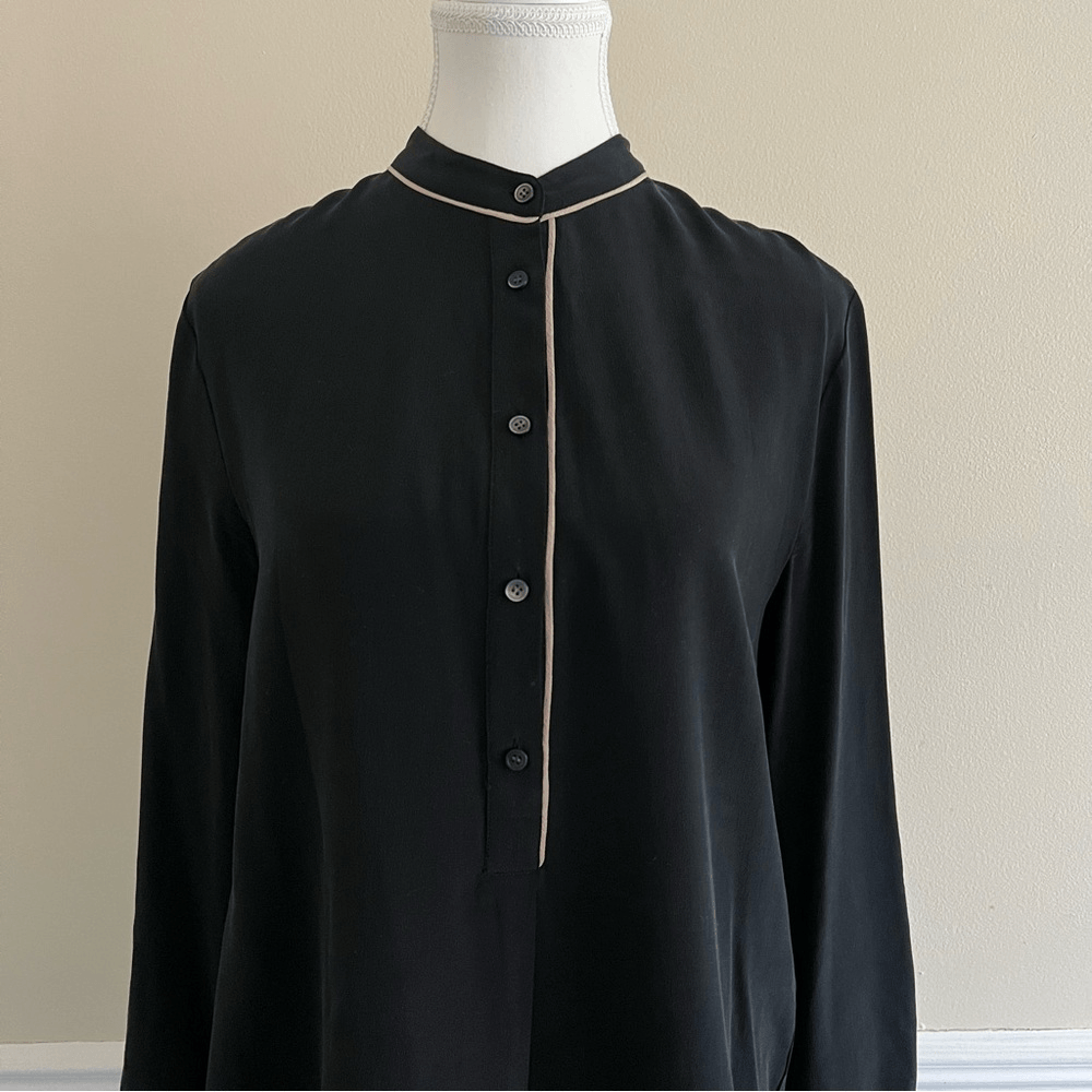 Madewell Black 100% Silk Long Sleeve Tunic Shirt Blouse Size Small