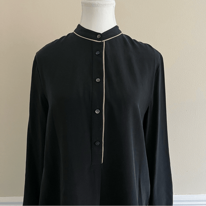 Madewell Black 100% Silk Long Sleeve Tunic Shirt Blouse Size Small