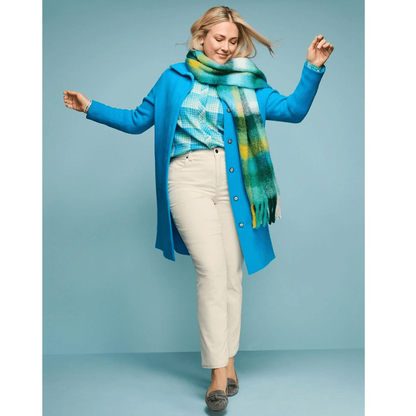 Talbots Cotton Button Front Shirt - Ornament Plaid Metallic in Blue Size 1X