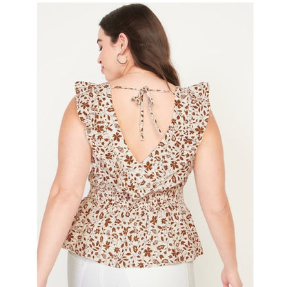 Old Navy Flutter Sleeve Floral V-Neck Tie-Back Top NEW Plus Size XXL