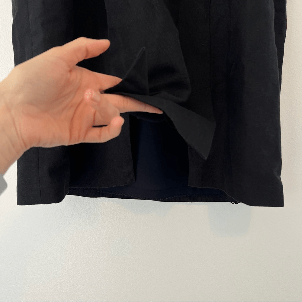 Anthropologie Postmark Oleander Blk Cotton Linen Floral Lace Sheath Dress Size 6