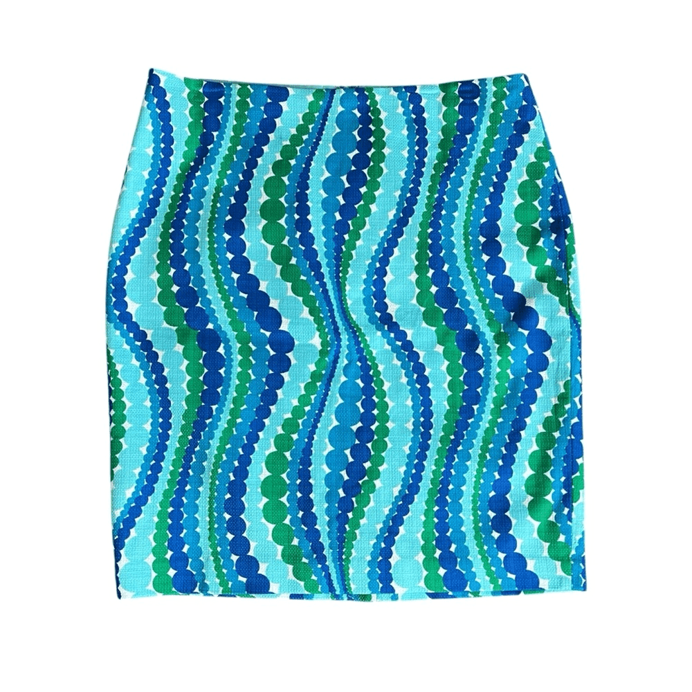 TALBOTS Wavy Dots Cotton Pencil Skirt NEW Size 16  Island Turquose