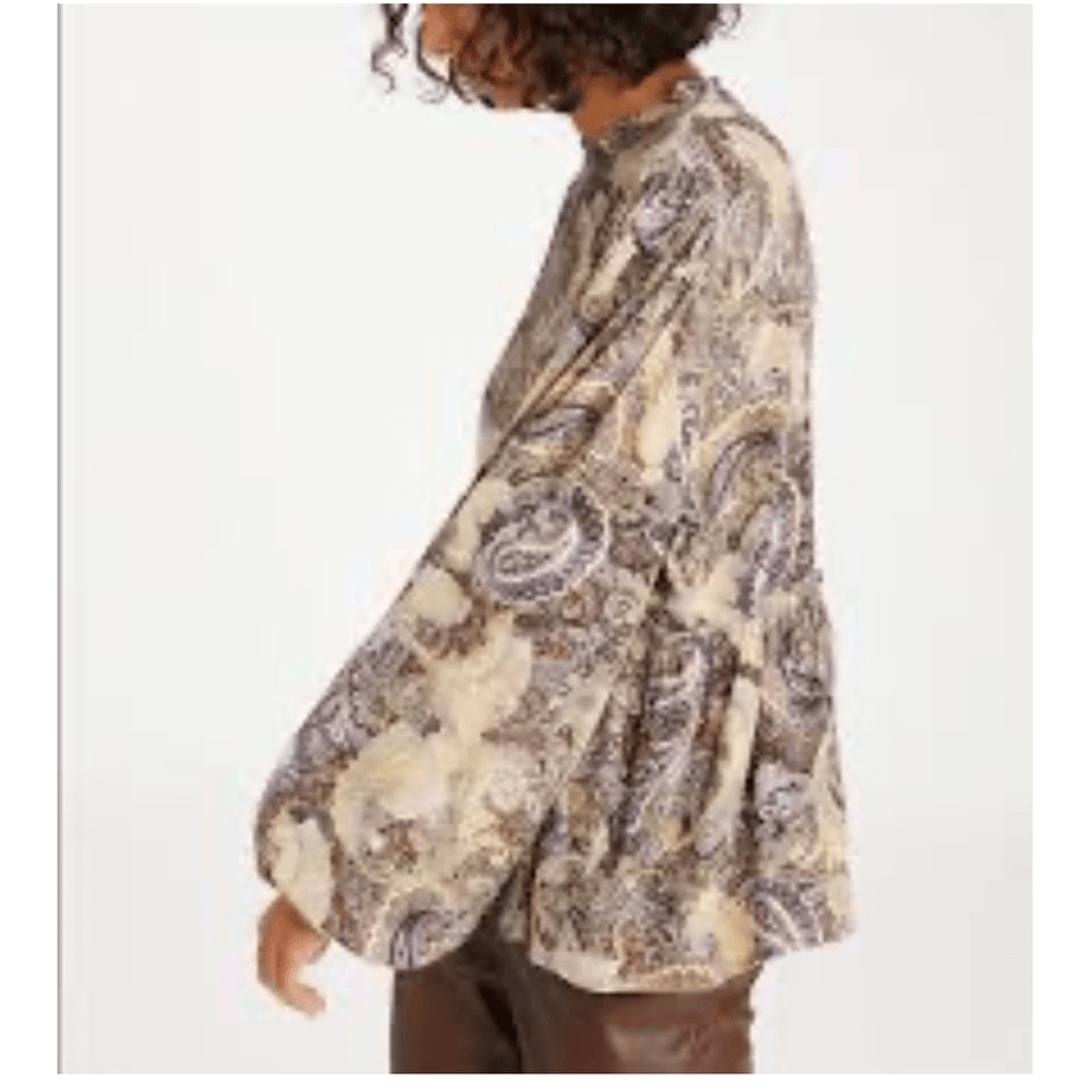 Sanctuary Paisley Babydoll Long Sleeve Blouse Top Size XS Peasant Boho