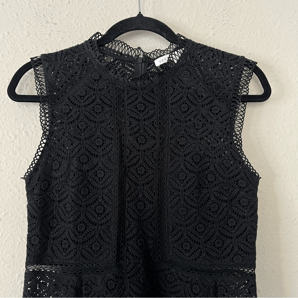 Veronica Beard Edie Lace Sleeveless Peplum Blouse Top Black Size 4