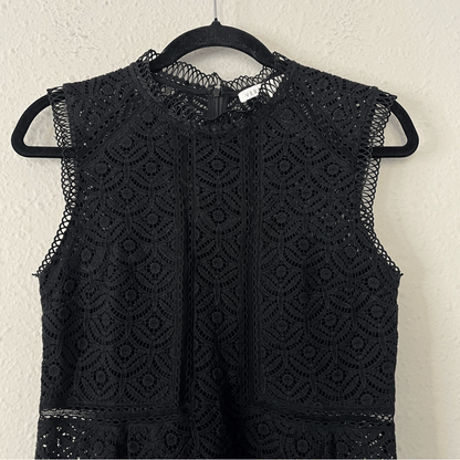 Veronica Beard Edie Lace Sleeveless Peplum Blouse Top Black Size 4