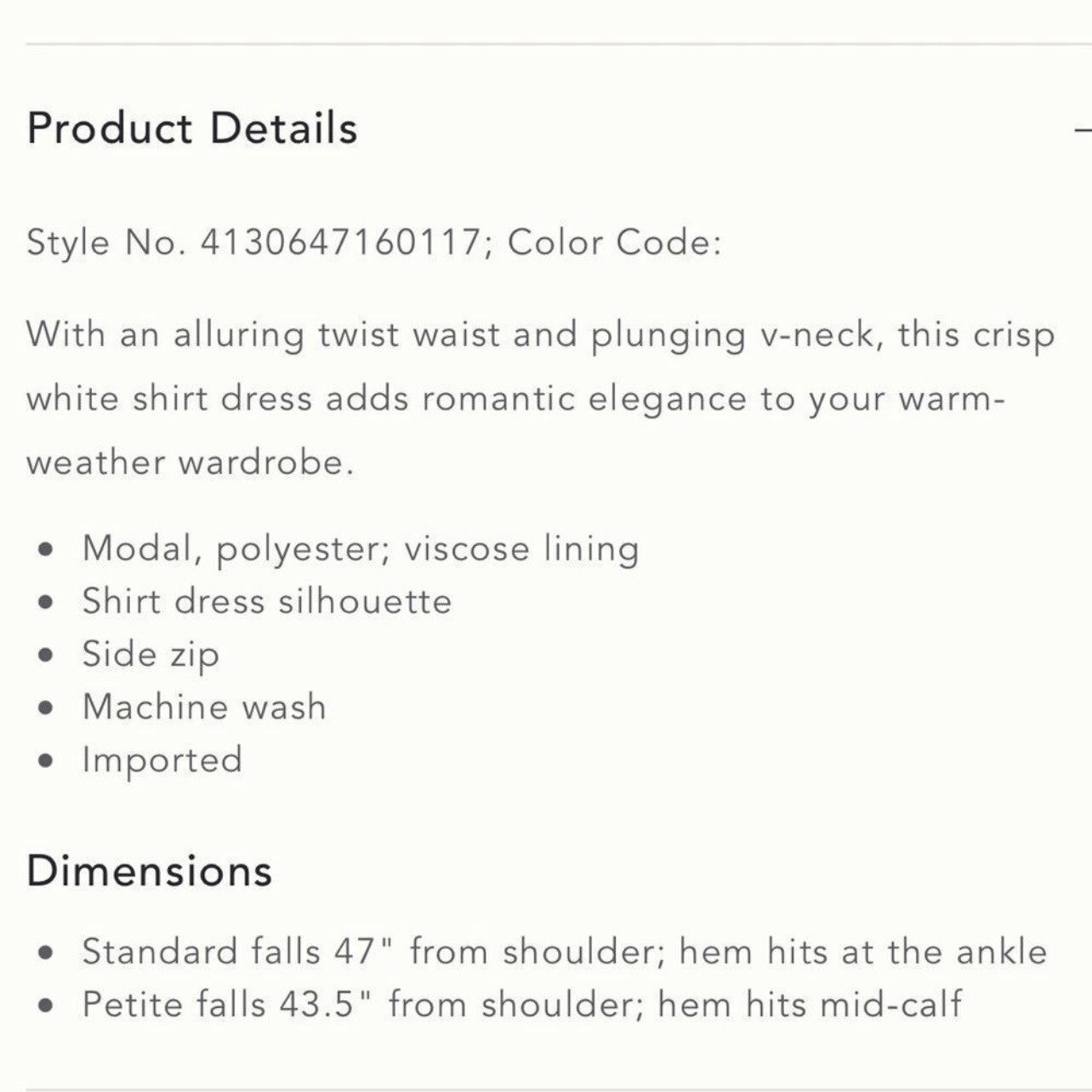 Anthropologie Graziella Twist-Waist Shirt Dress NEW  Size 4