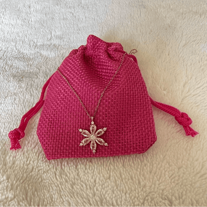 925 Silver Rose Plated Lotus Flower Necklace NEW