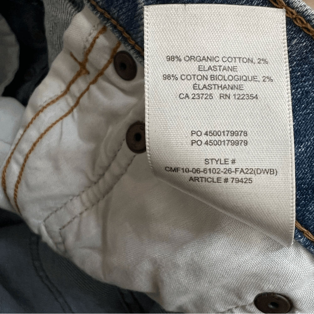 Aritzia Denim Forum The Yoko High Rise Slim Jeans Size 26L