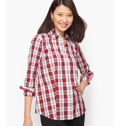 Talbots Classic Plaid Button Down Shirt Holiday NEW Plus Size 1X