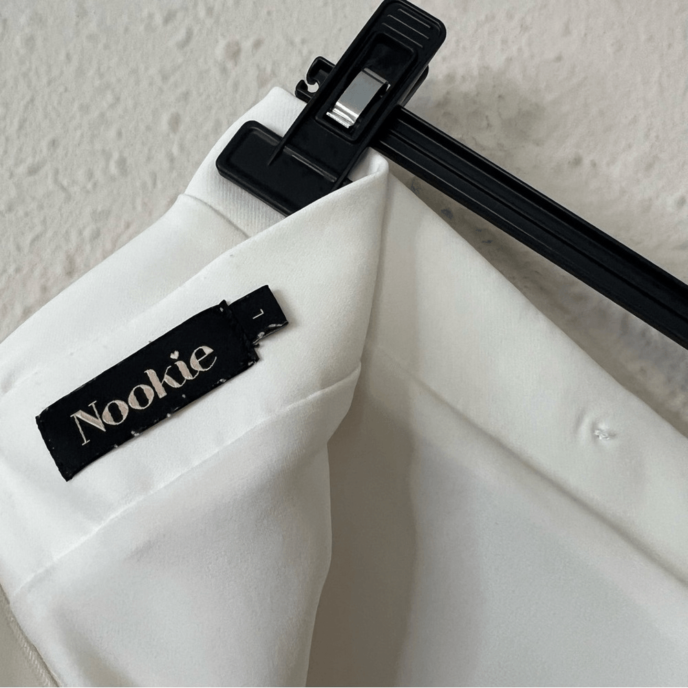 Nookie Gold Button White Mini Skirt Size Small