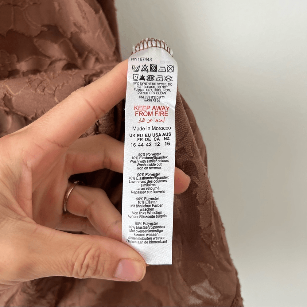 Pretty Little Thing Mocha Floral Sheer Burnout Maxi Dress Long Sleeve NEW Sz 12