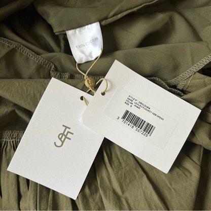 The Frankie Shop LouLou Flouncy Hem Maxi Dress NEW Size Small in Khaki