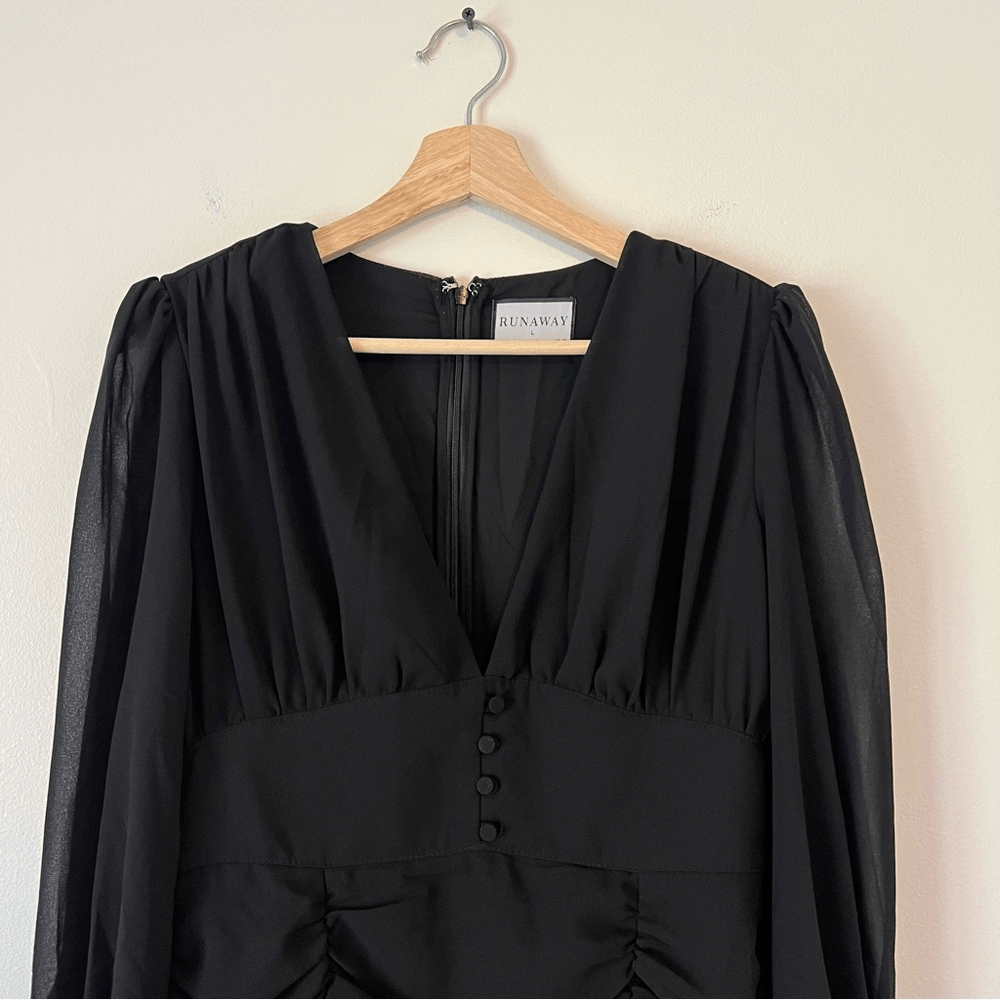 Runaway the Label Black Puff Long Sleeve Mini Dress Size 8