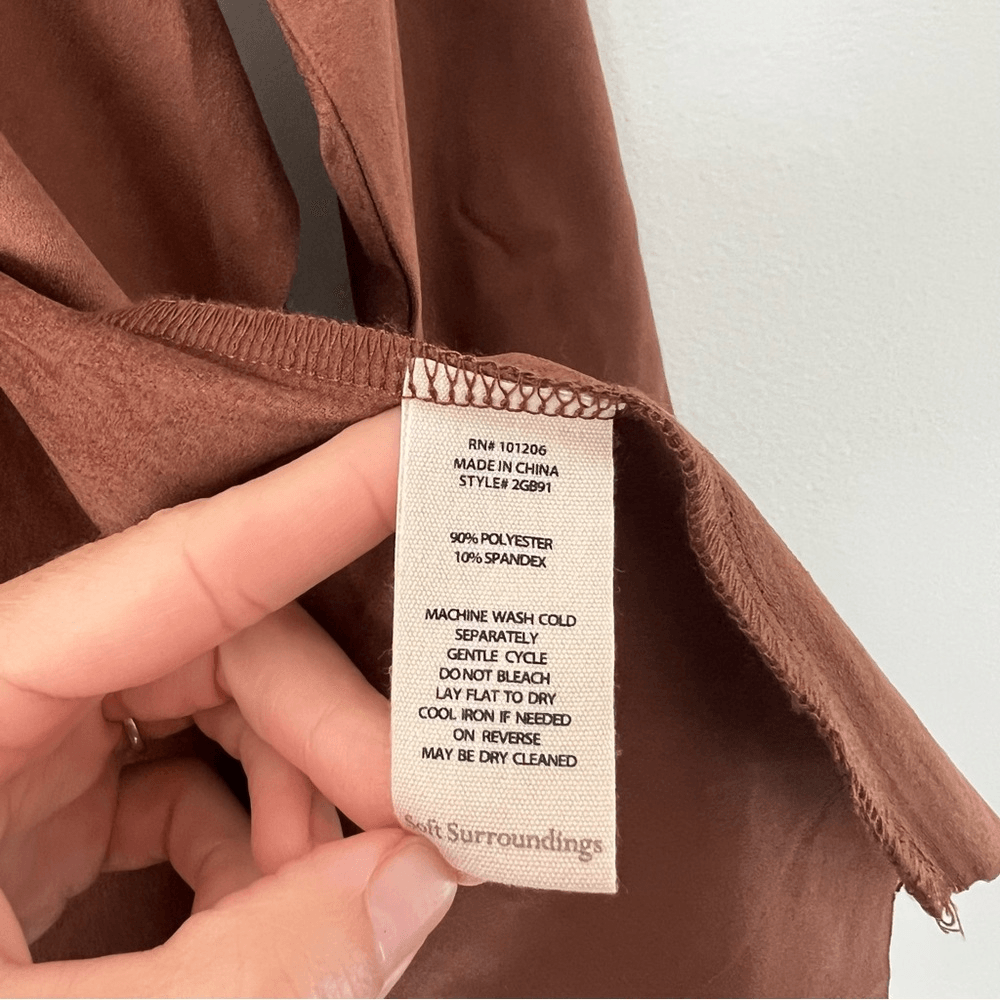 Soft Surroundings Shape Drape Faux Suede Brown Jacket Cardigan Size XS NWOT