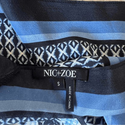 Nic+Zoe Calypso Silk Asymmetrical Midi Dress in Blue Size Small