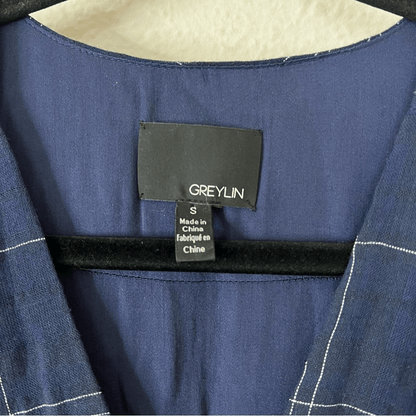 Anthropologie Greylin Misla Cotton Blend Wrap Plaid Romper  Size Small