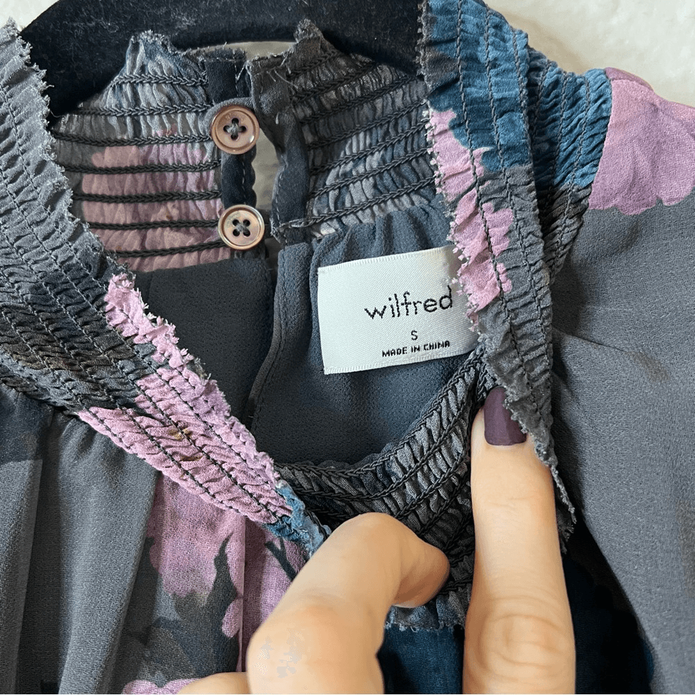 Aritzia Wilfred Valencia Long Sleeve Floral Chiffon Blouse Size Small