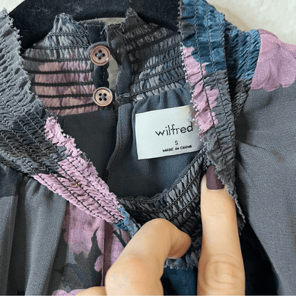 Aritzia Wilfred Valencia Long Sleeve Floral Chiffon Blouse Size Small