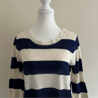 J. Crew Stripe Swingtime Silk Linen Blend Sweater Top Size Small Lightweight