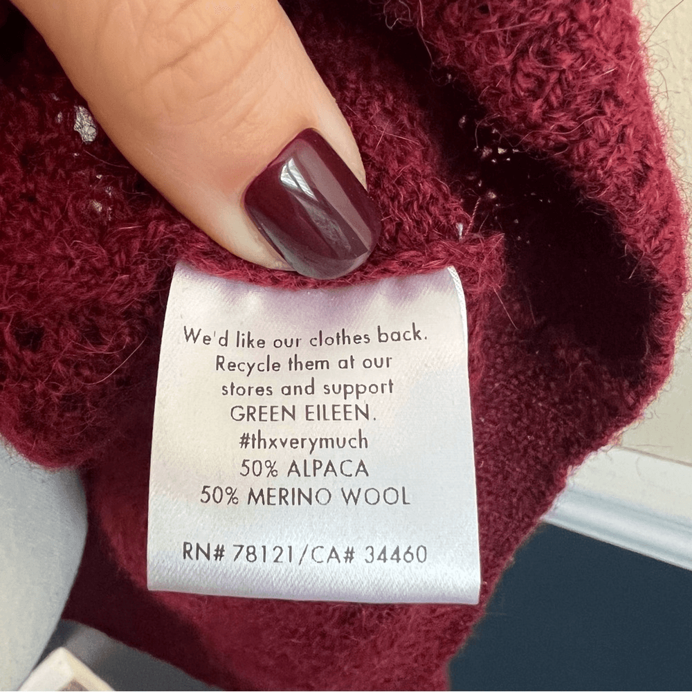 Eileen Fisher Alpaca Wool Blend High Low Sweater in Burgundy Size Medium