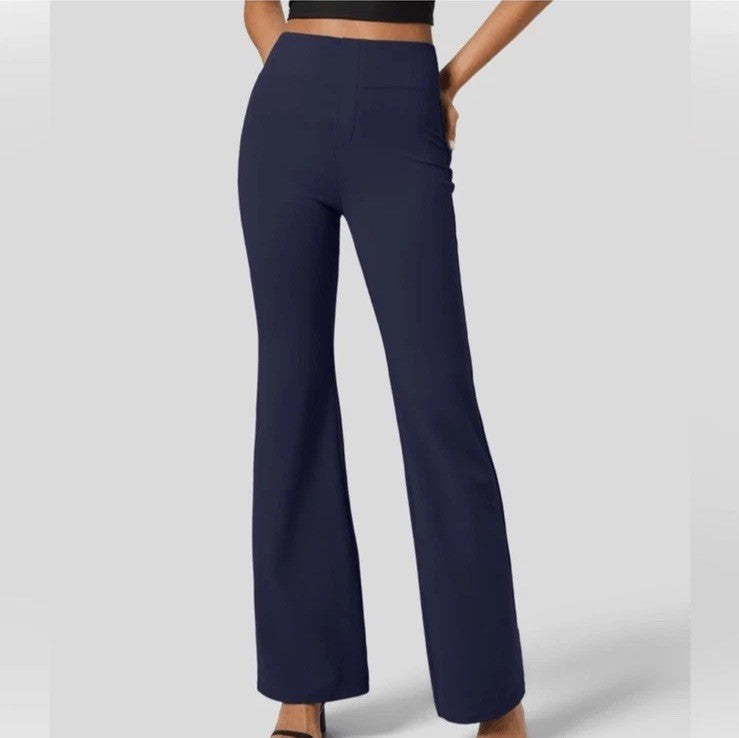 HALARA Flex High Waisted Slight Flare Work Pants Navy Blue NEW Size Small