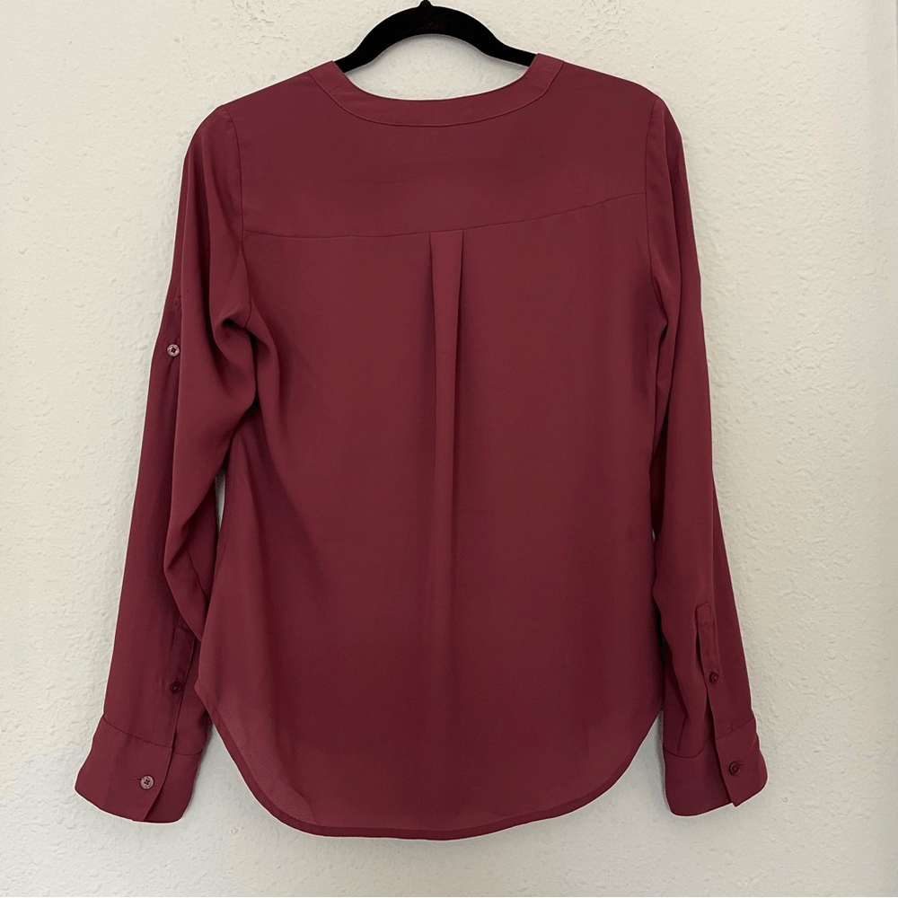 Express Long Sleeve V Neck Zip Front Shirt Blouse Size XS