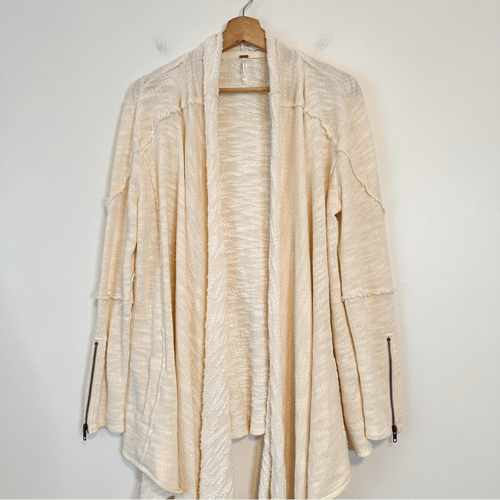 Free People In the Loop Open Front Cardigan in Cream Size Small