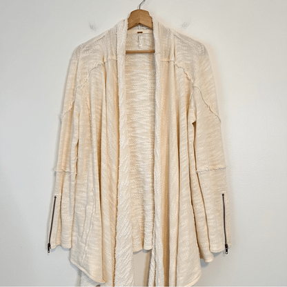 Free People In the Loop Open Front Cardigan in Cream Size Small
