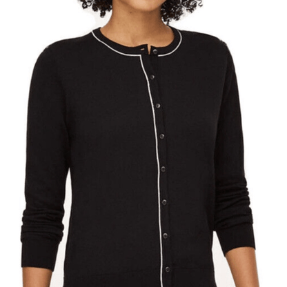 Banana Republic Crew Neck Black Cardigan Size Medium Stretch Cotton