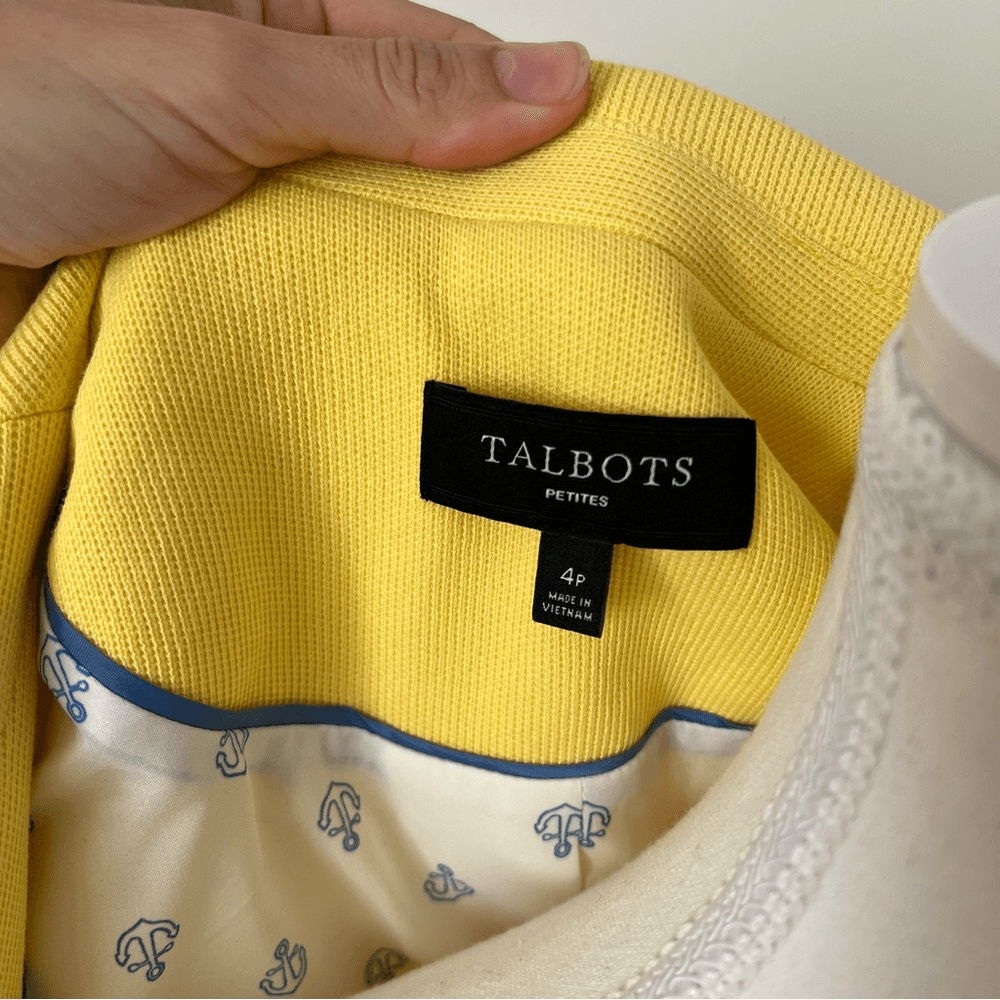 Talbots Aberdeen Yellow Cotton Knit Blazer Size 4P