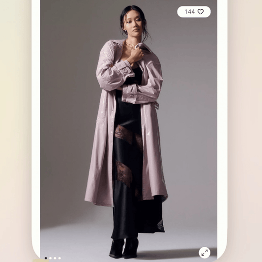 Anthropologie Maeve Patent Faux Leather Trench Coat NEW Size Medium