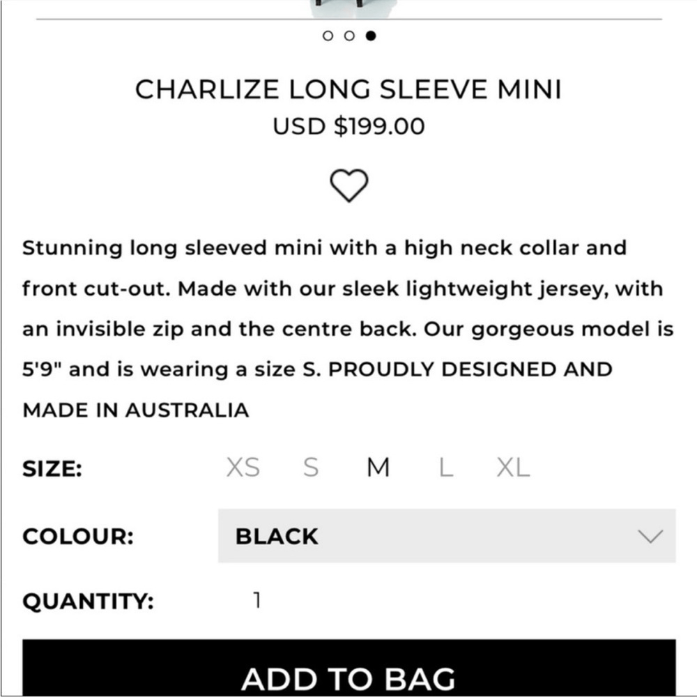 Nookie Charlize Mock Neck Cutout Black Mini Dress Size Small