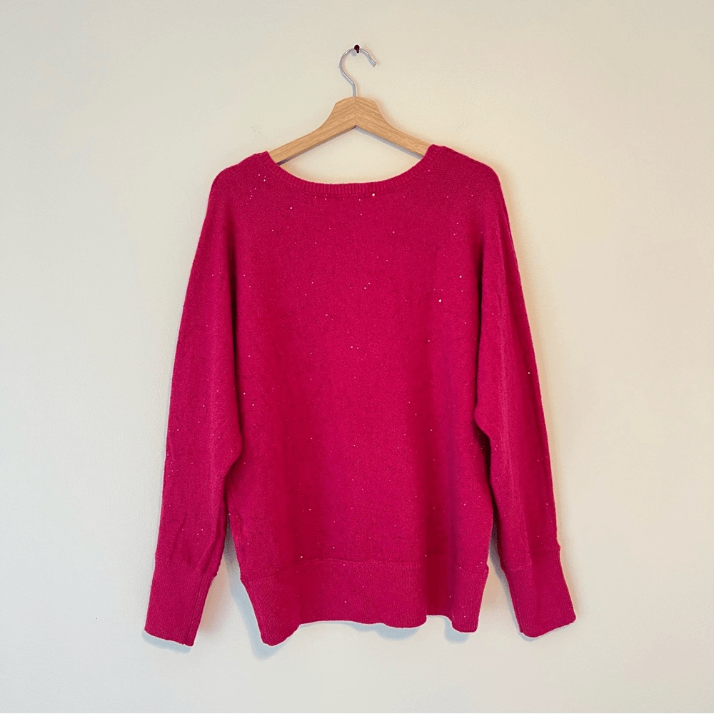 INC International Concepts Pink V-Neck Shine Sweater NEW Size XL