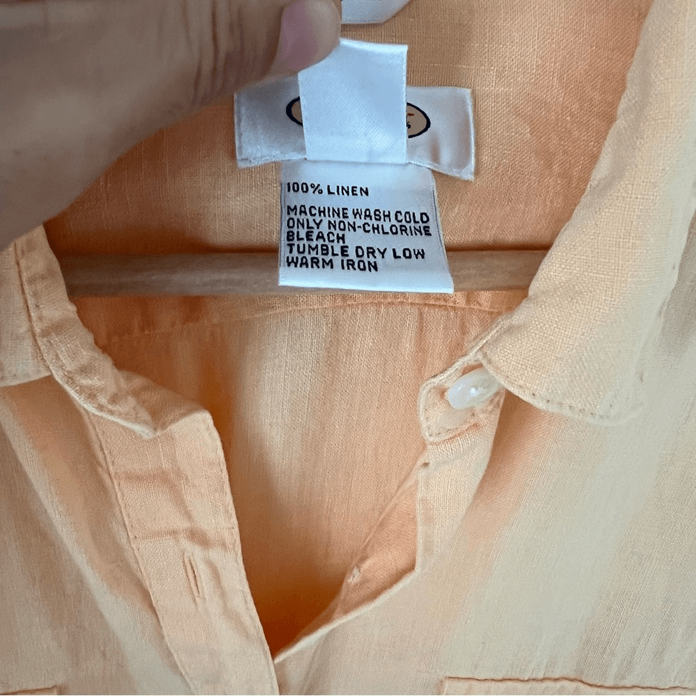 Talbots Irish Linen Button Down Long Sleeve Shirt in Peach Orange Size Medium