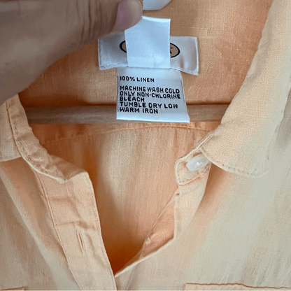 Talbots Irish Linen Button Down Long Sleeve Shirt in Peach Orange Size Medium