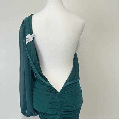HELLO MOLLY PARTY IT UP One Shoulder Bodycon Mesh Mini DRESS in GREEN Size 6
