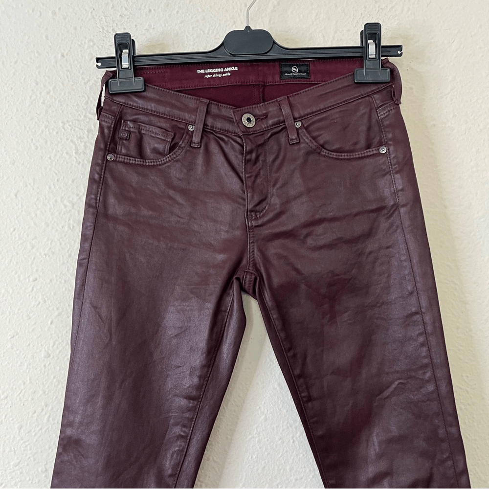 Adriano Goldschmied Burgundy Coated The Legging Ankle Skinny Pants Size 24R